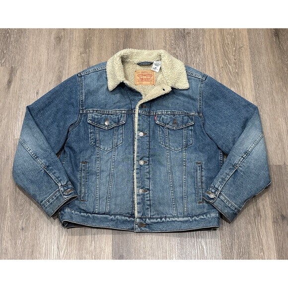 Levis Denim Trucker Jacket Mens Medium Sherpa Lined 70520 Y2K
